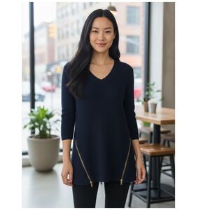 Tyler Boe Black B Neck Sweater with exposed Black Zippers M